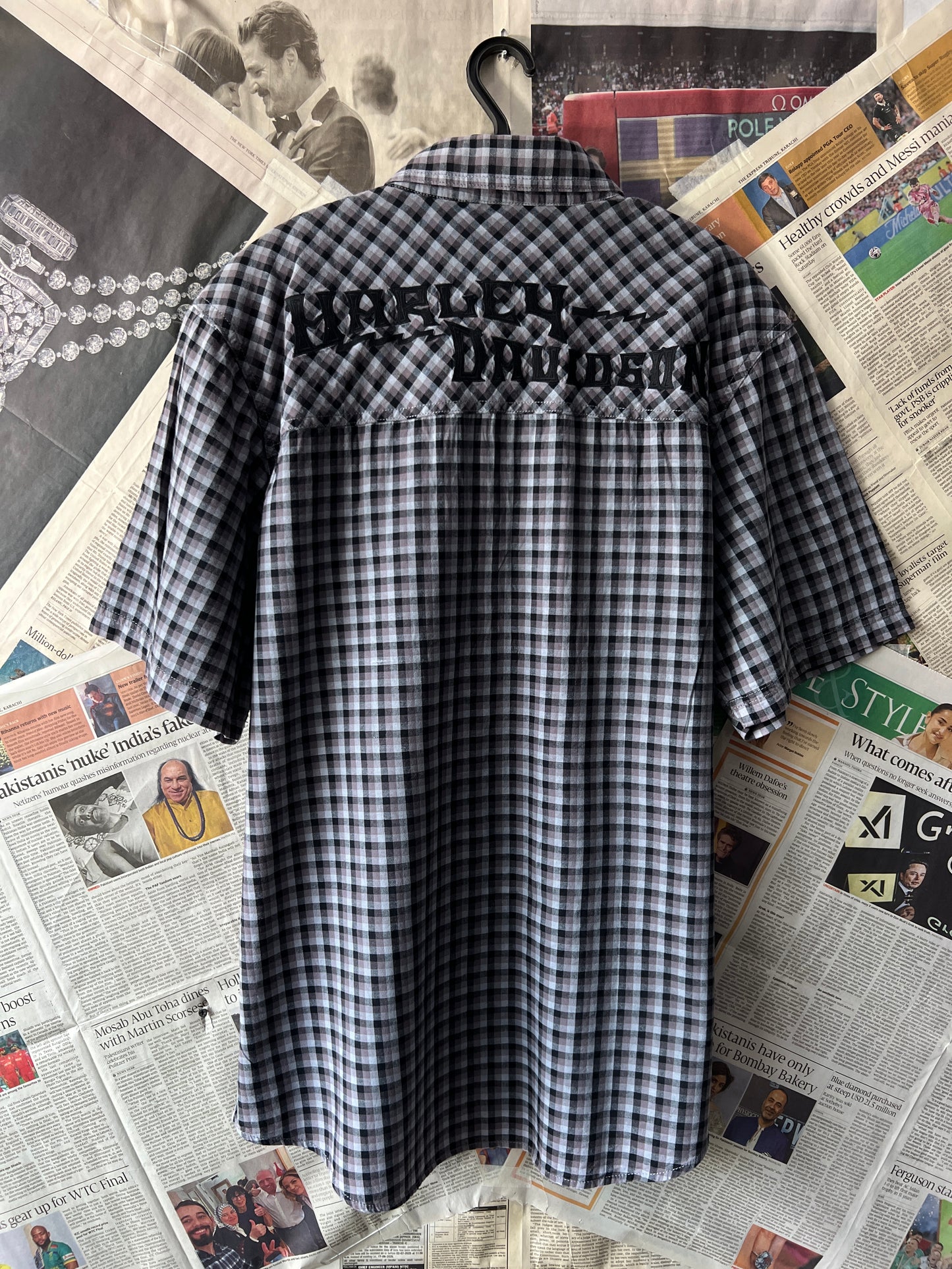 Harley Davidson® Black & Grey check – (Size: Large)