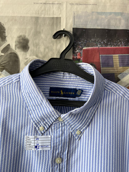 Ralph Lauren® Blue Striped | Chest: 28 | XXL | Shirt | Cotton |Seersucker Fabric