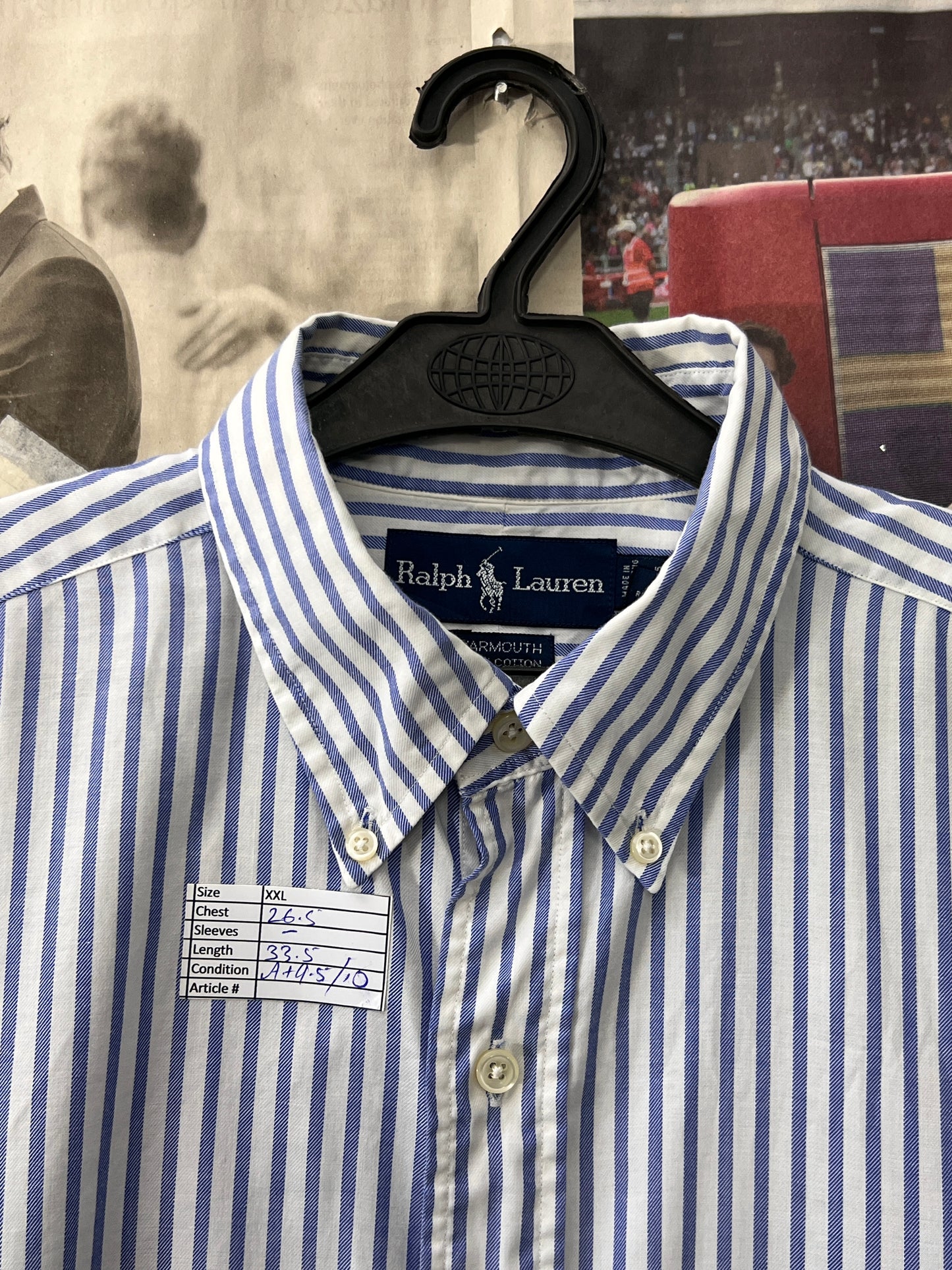 Ralph Lauren® Blue Striped | Chest 26.5 | XXL | Shirt | Cotton