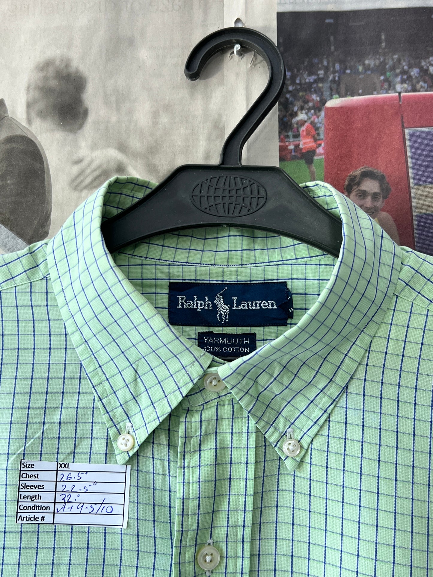 Ralph Lauren® Cucumber Check | Chest: 26.5 | XXL | Shirt | Cotton