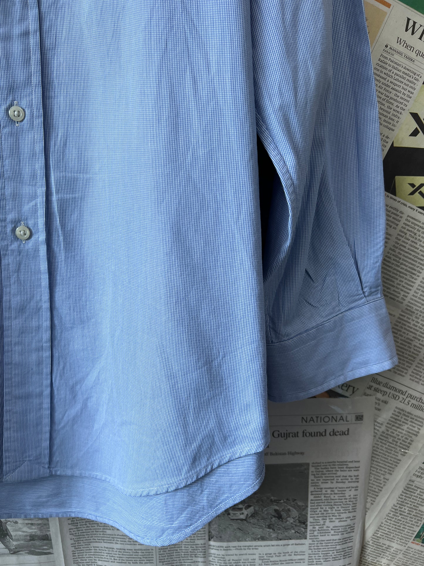 Ralph Lauren® XL | Chest 25 | Blue Pin Check | Shirt | Cotton