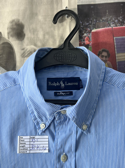 Ralph Lauren® Large | Chest 23.5 | Blue Striped | Shirt | Cotton