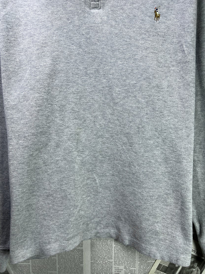Ralph Lauren® XL/L | Chest 24.5 | Grey | Quarter Zip Sweater | Cotton | 1777