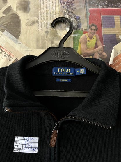 Ralph Lauren® Large | Chest 23 | Black | Quarter Zip Sweater | Cotton | 735