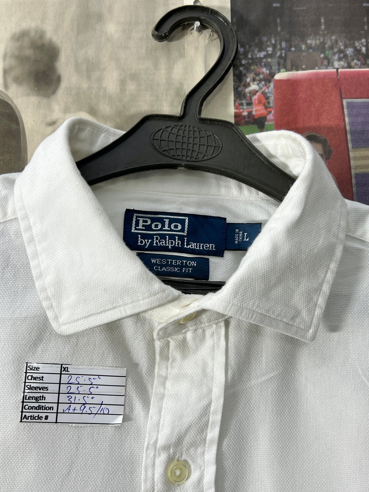 Ralph Lauren® White Textured | Chest 25.5| XL | Shirt | Cotton