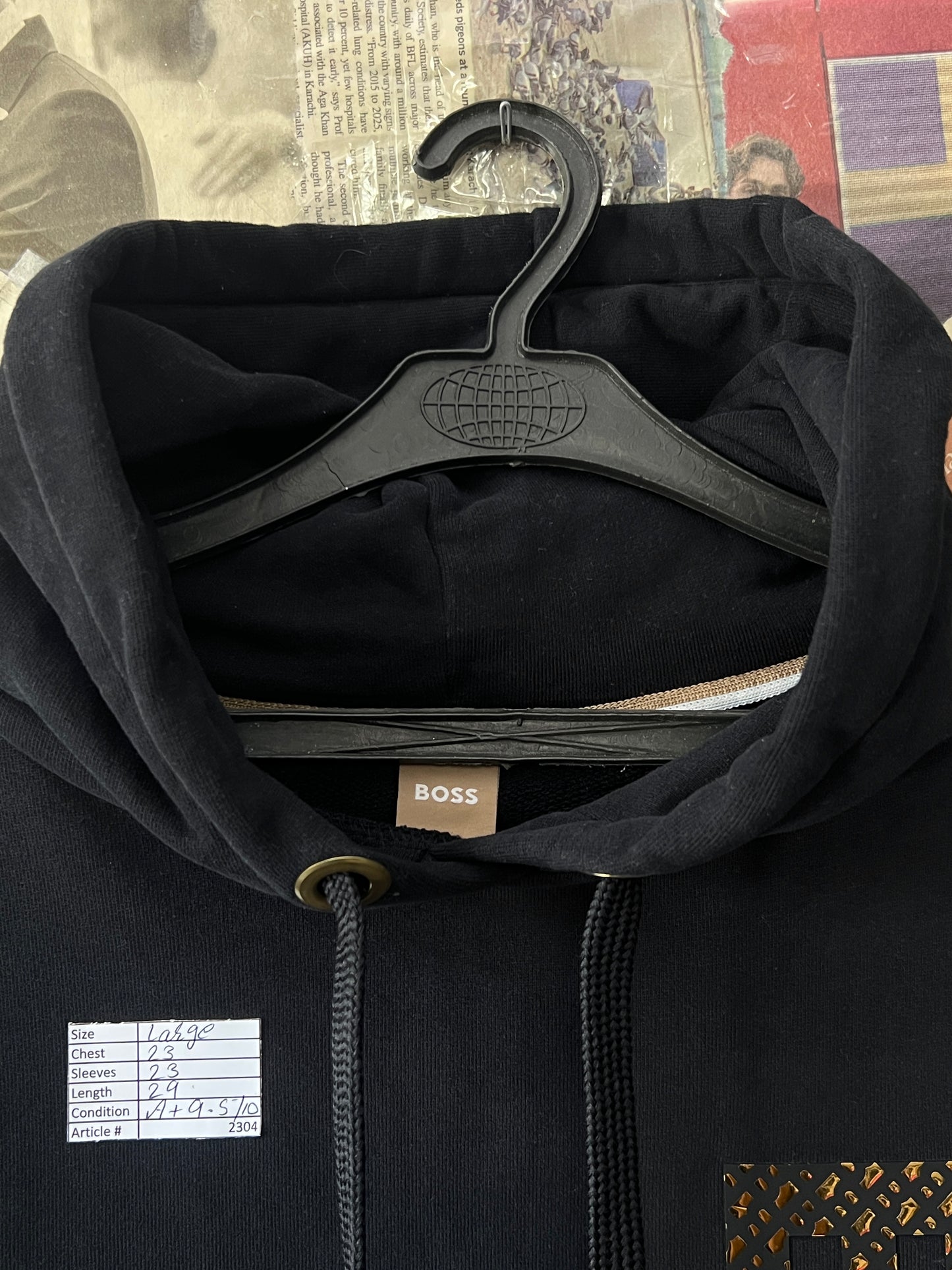 BOSS® Large | Chest 23 | Black | Hoodie | Cotton-Elastane | 2304