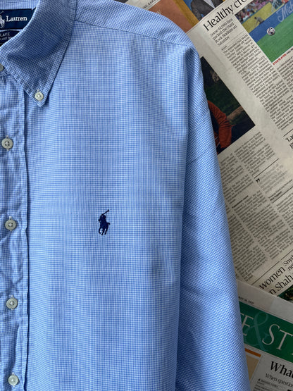 Ralph Lauren® XXL | Chest 28 | Blue Pin Check | Shirt | Cotton