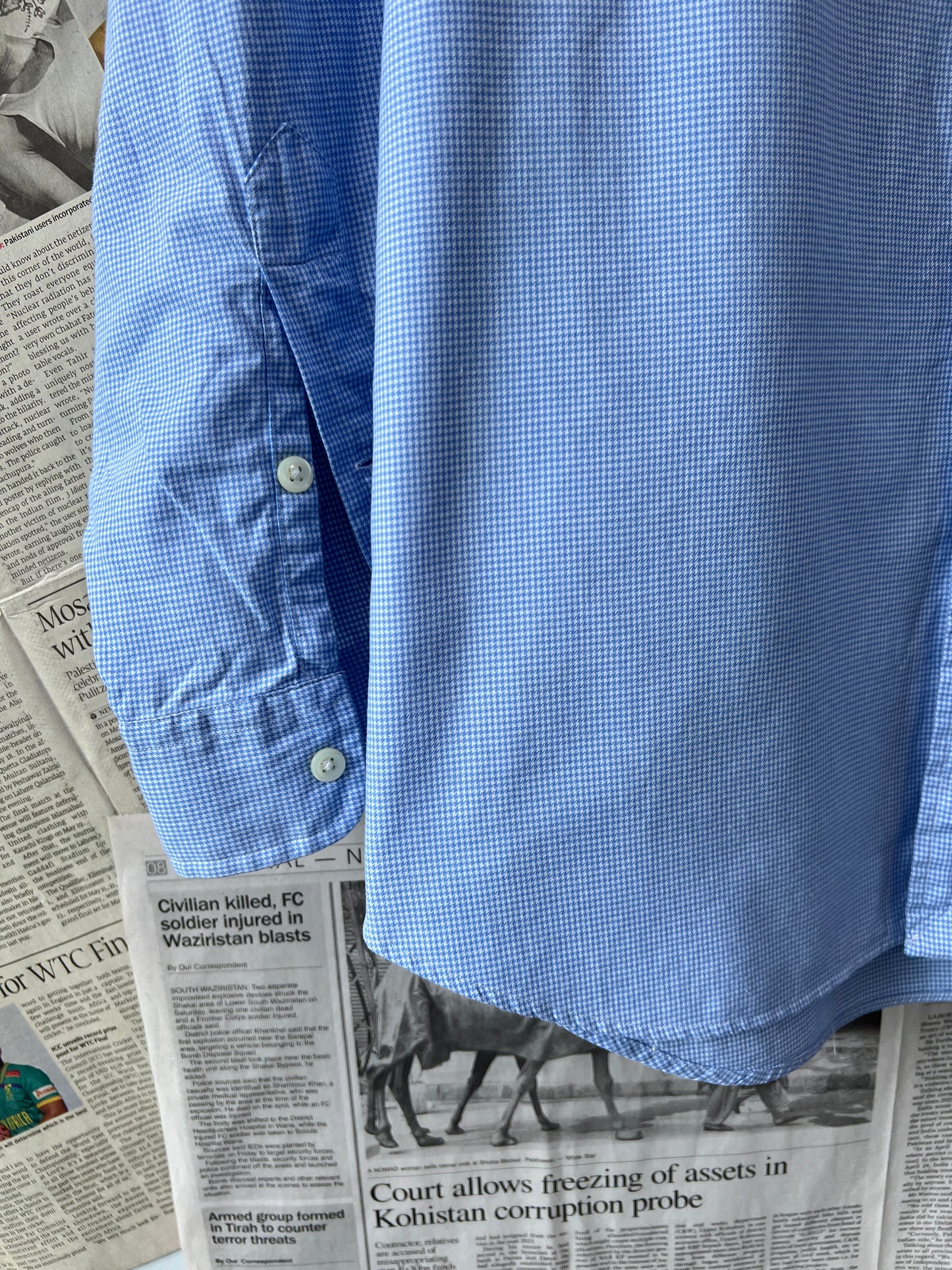 Ralph Lauren® XXL | Chest 28 | Blue Pin Check | Shirt | Cotton