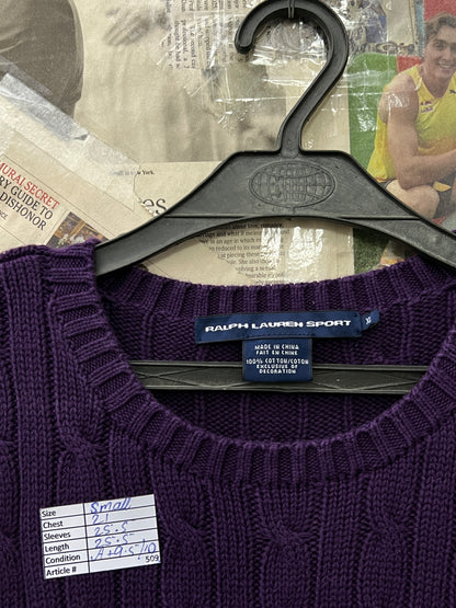 Women-Ralph Lauren® Small | Bust 21" | Wine | Cable Knit Sweater | Cotton | 509