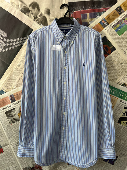 Ralph Lauren® Blue Striped | Chest 23.5 | Large | Shirt | Cotton