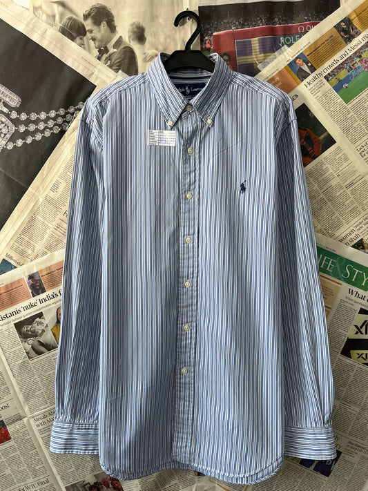 Ralph Lauren® Blue Striped | Chest 23.5 | Large | Shirt | Cotton