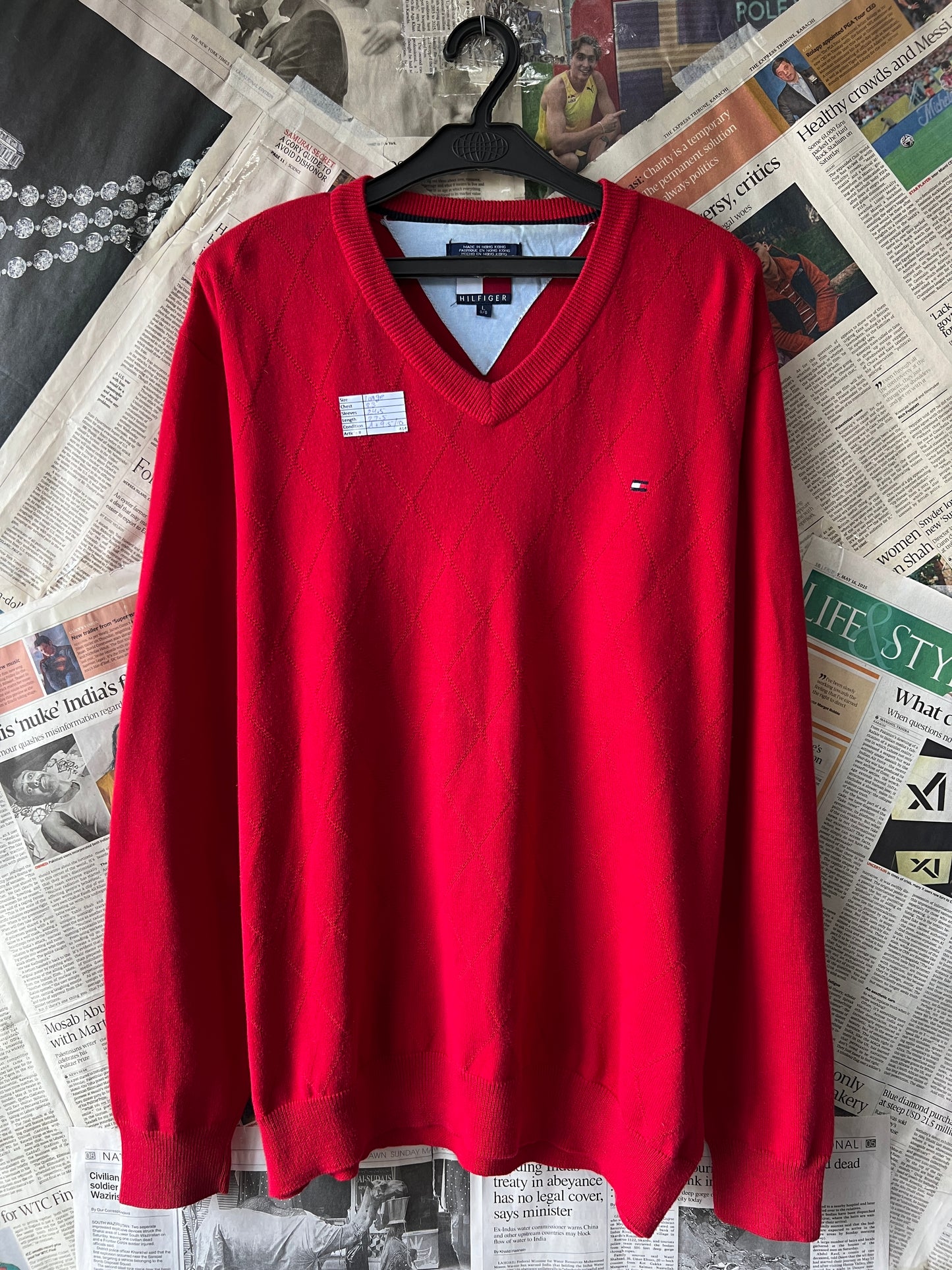 T*mmy H*lfiger® Large | Chest 23 | Red | Sweater | Cotton | 414