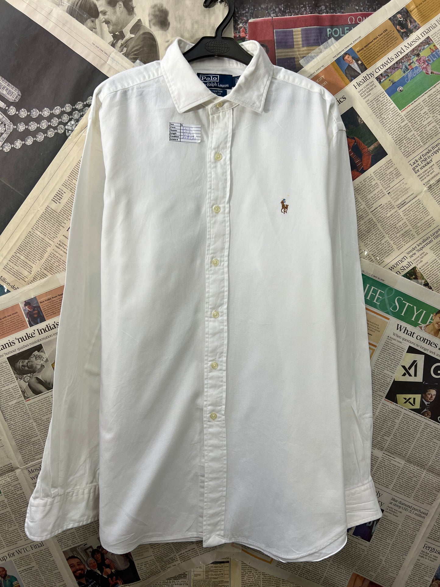 Ralph Lauren® White Textured | Chest 25.5| XL | Shirt | Cotton
