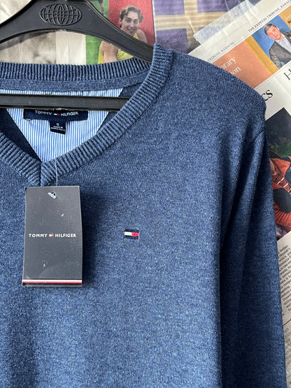 Tommy Hilfiger® Blue | Chest 20 | Small | V-Neck Sweater | Cotton