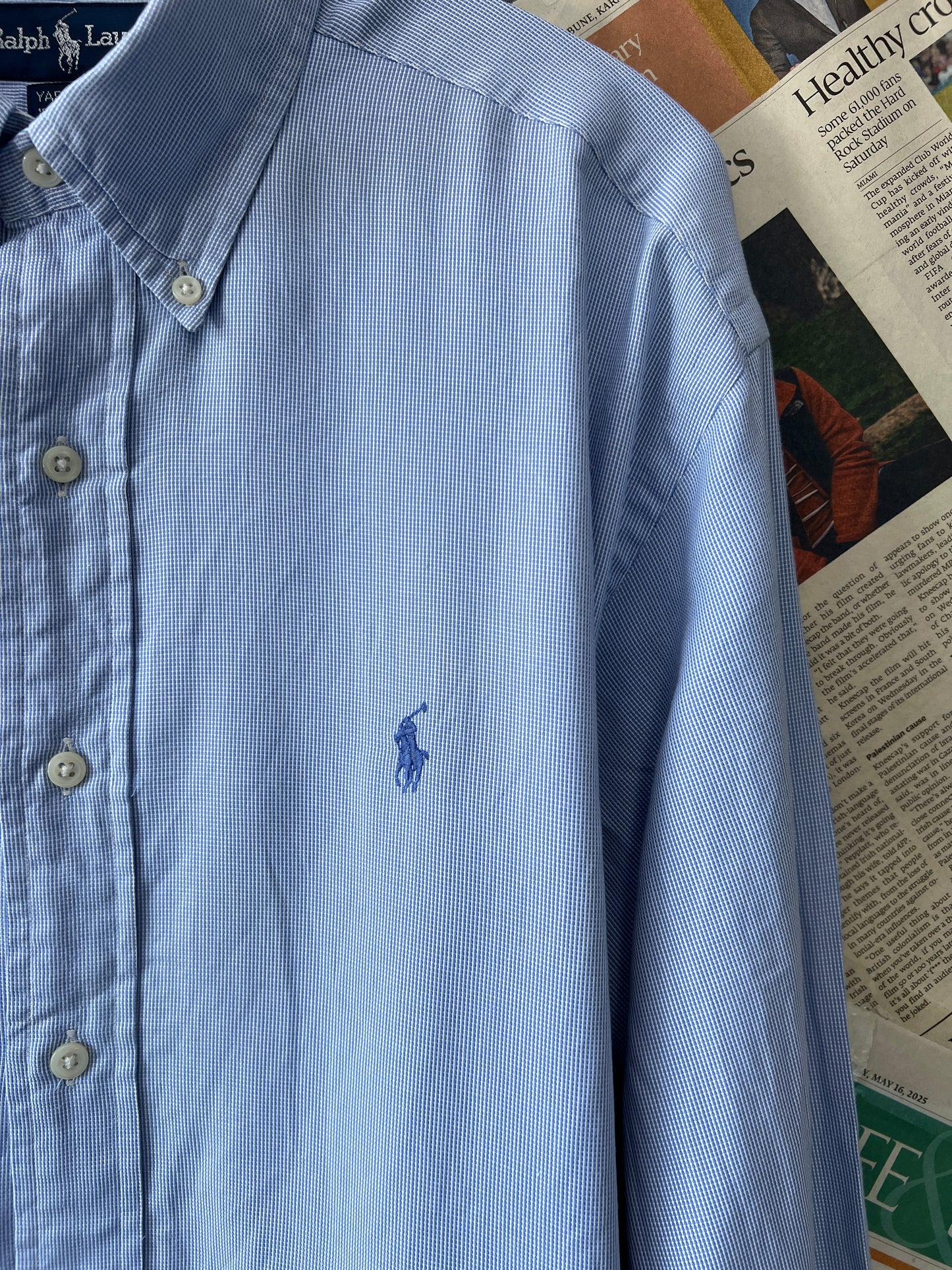 Ralph Lauren® XL | Chest 25 | Blue Pin Check | Shirt | Cotton