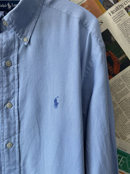 Ralph Lauren® XL | Chest 25 | Blue Pin Check | Shirt | Cotton