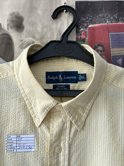 Ralph Lauren® XXXL | Chest 29 | Yellow Striped Seersucker | Shirt | Cotton