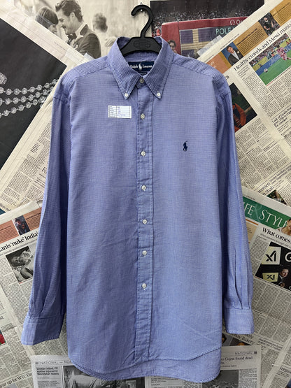 Ralph Lauren® Large | Chest 24 | Blue Pin Check | Shirt | Cotton