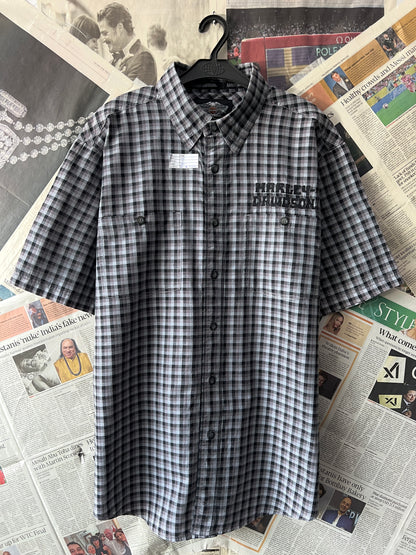 Harley Davidson® Black & Grey check – (Size: Large)