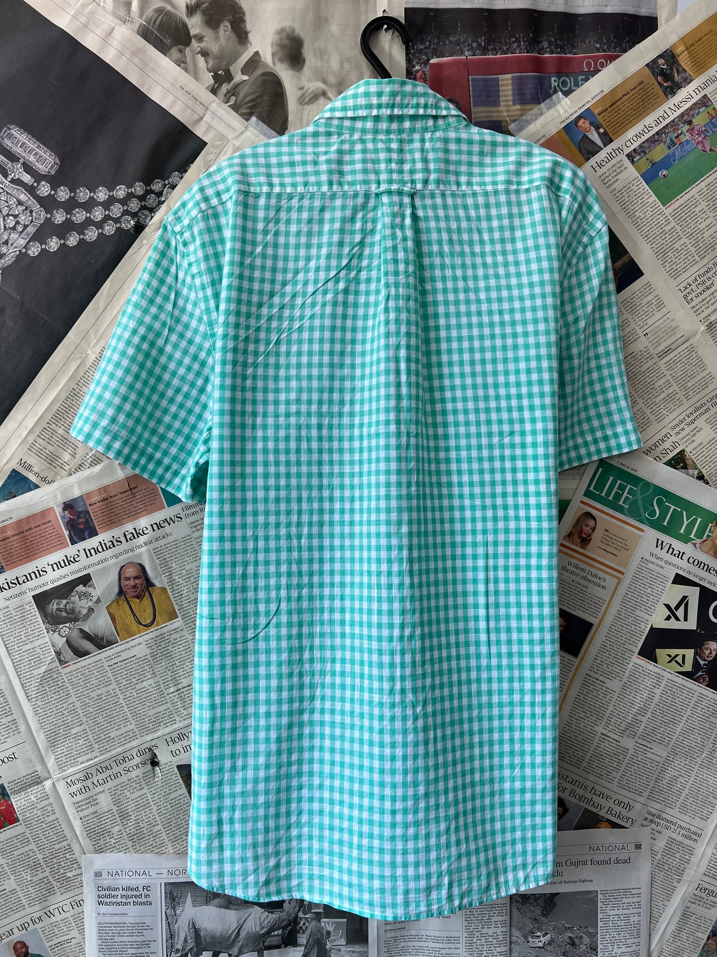 Ralph Lauren® XL/L | Chest 24.5 | Cyan-check | Shirt | Cotton