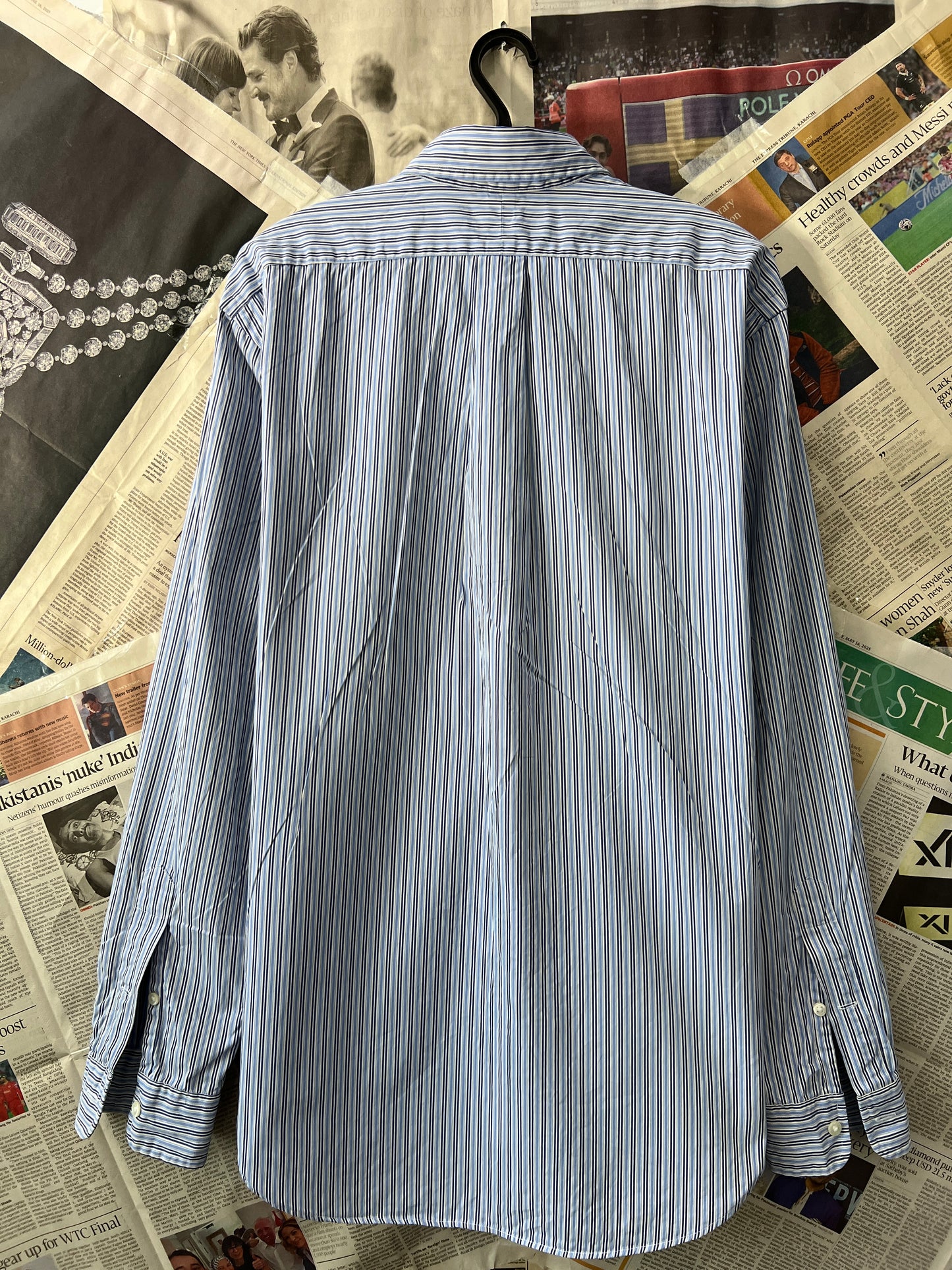 Ralph Lauren® Blue Striped | Chest 23.5 | Large | Shirt | Cotton