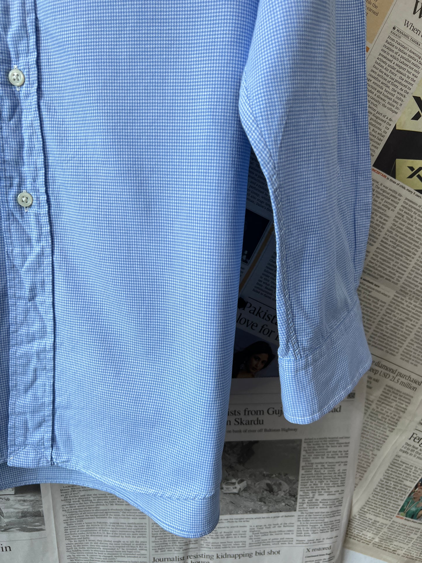 Ralph Lauren® XXL | Chest 28 | Blue Pin Check | Shirt | Cotton