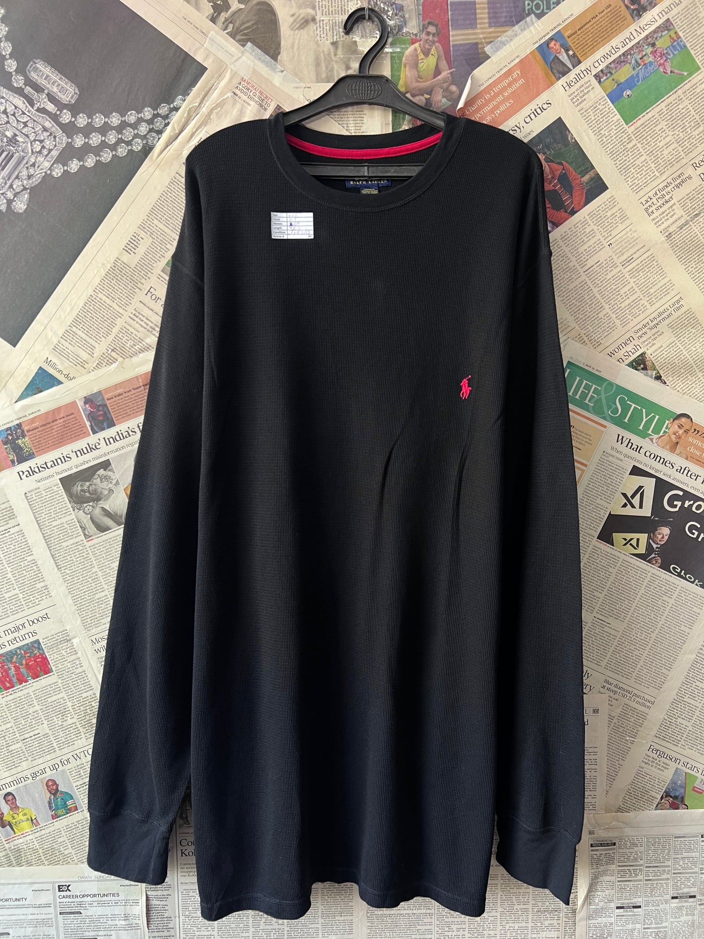 Ralph Lauren® XXL | Chest 27 | Black | Sweat Shirt | Cotton Poly | 495
