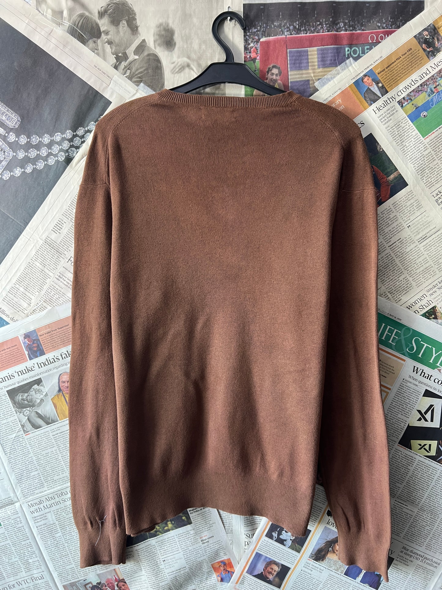 Ralph Lauren® Brown | Chest 23 | Large | V-Neck Sweater | Pima Cotton