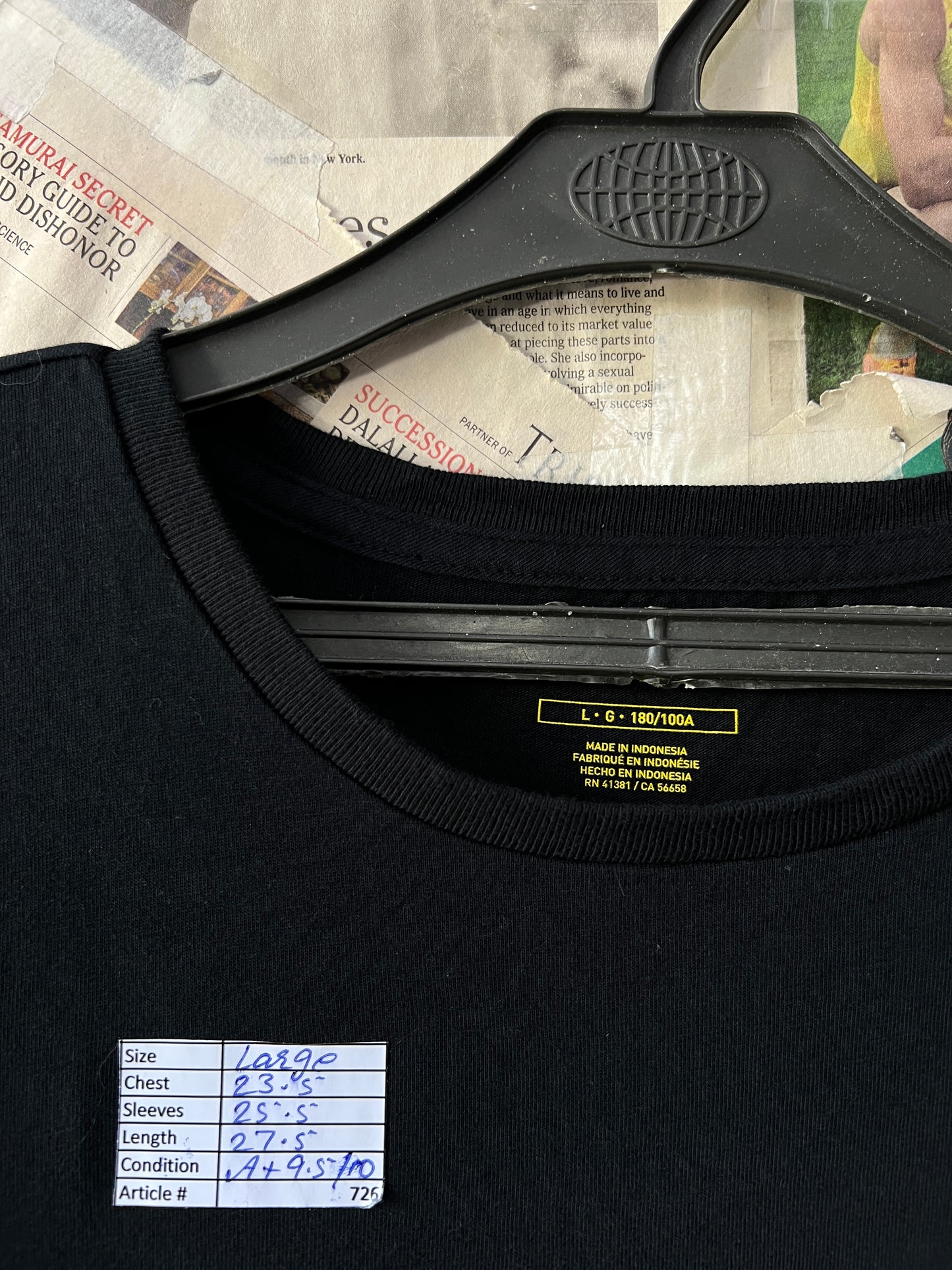 Ralph Lauren® Large | Chest 23.5 | Black | Light Sweat Shirt | Cotton | 726