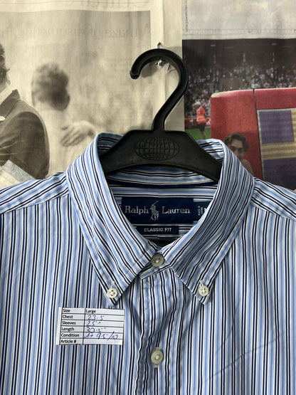 Ralph Lauren® Blue Striped | Chest 23.5 | Large | Shirt | Cotton