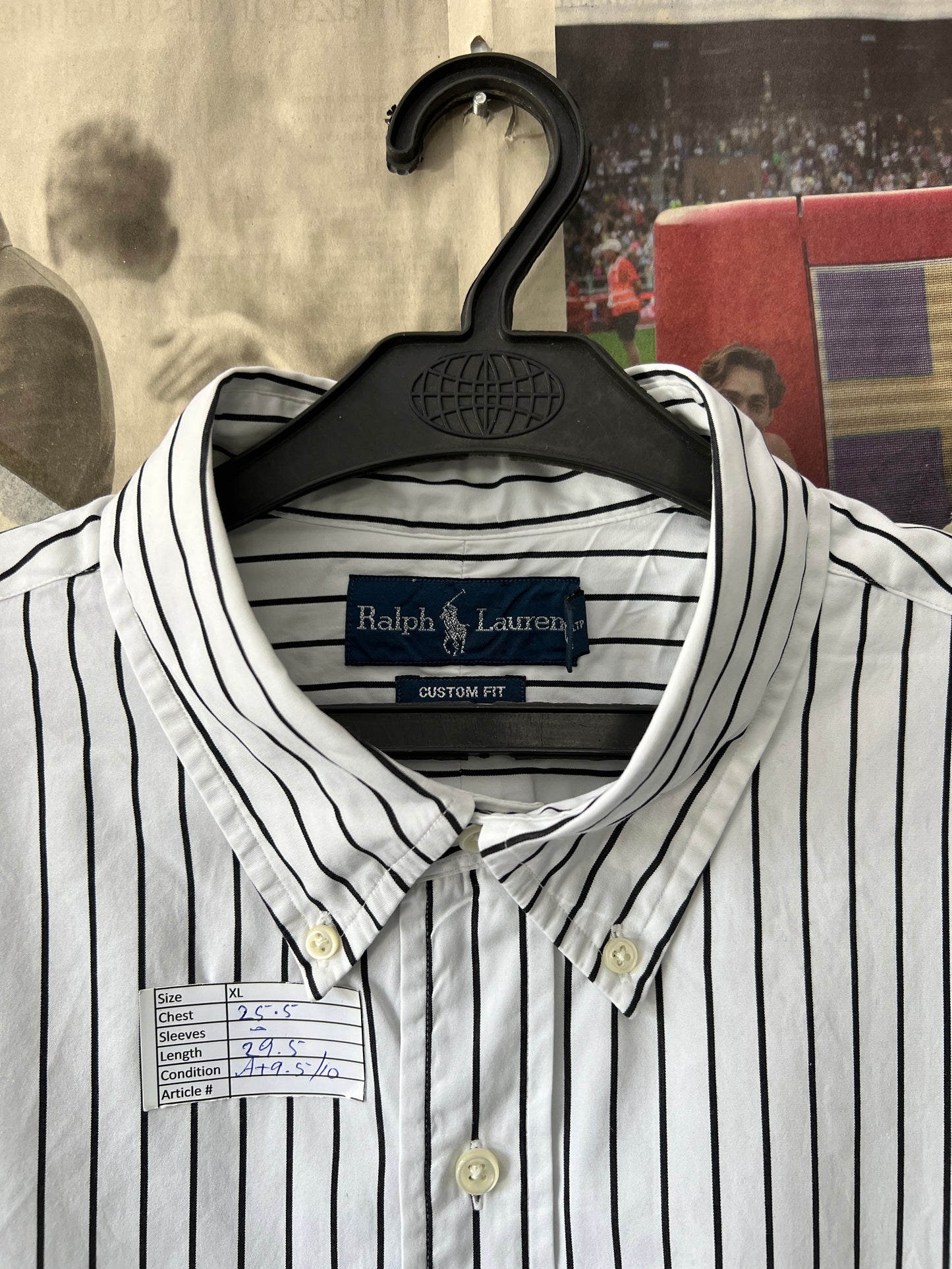 Ralph Lauren® XL | Chest 25.5 | White Striped | Shirt | Cotton