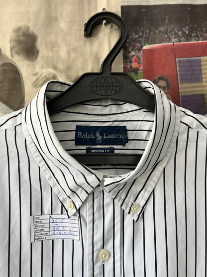 Ralph Lauren® XL | Chest 25.5 | White Striped | Shirt | Cotton