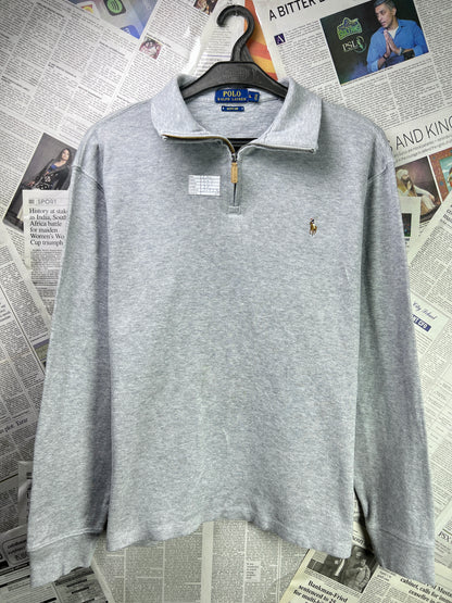 Ralph Lauren® XL/L | Chest 24.5 | Grey | Quarter Zip Sweater | Cotton | 1777