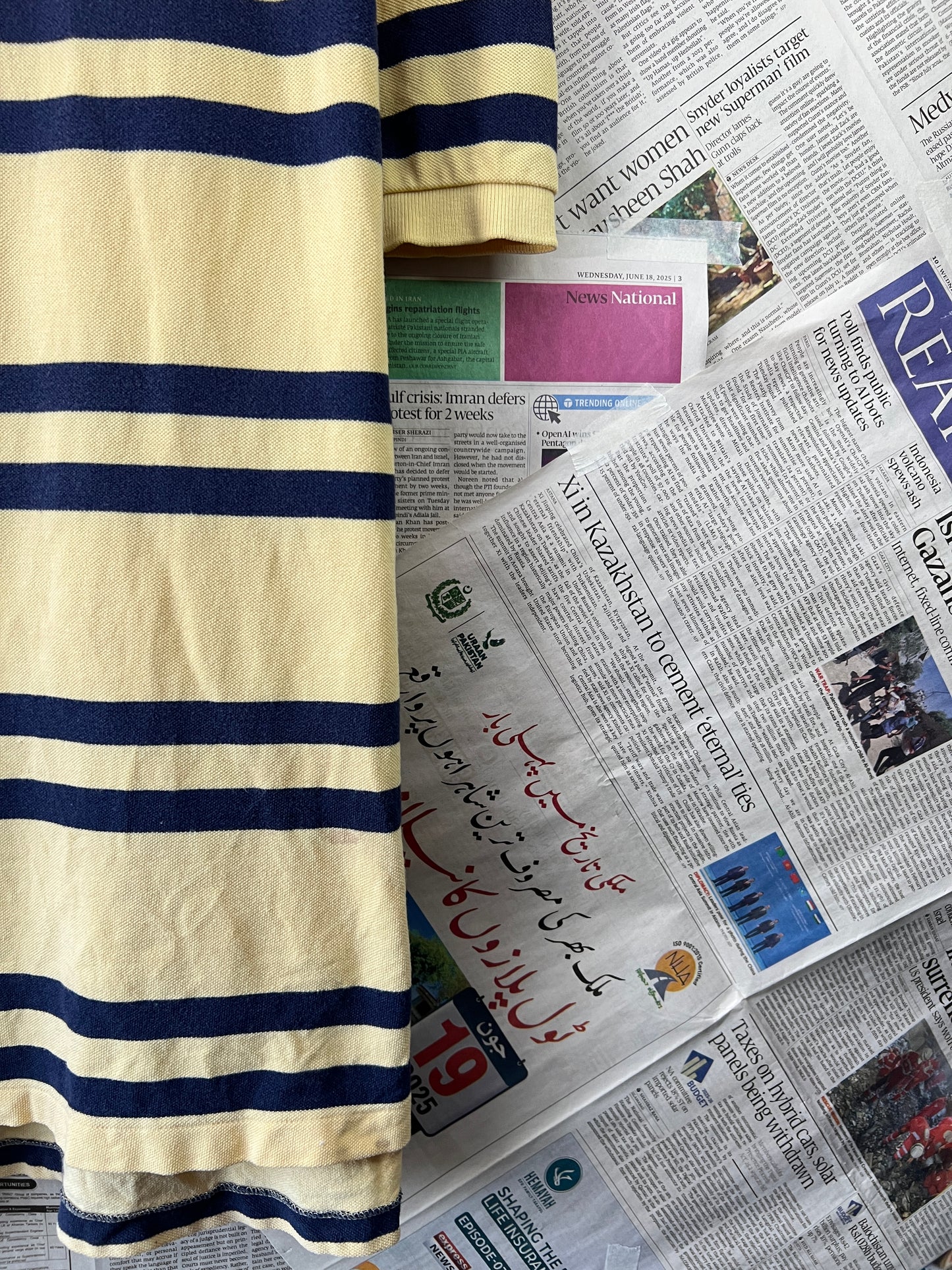 Ralph Lauren® Yellow Striped | Chest 23.5 | Large | Polo | Cotton