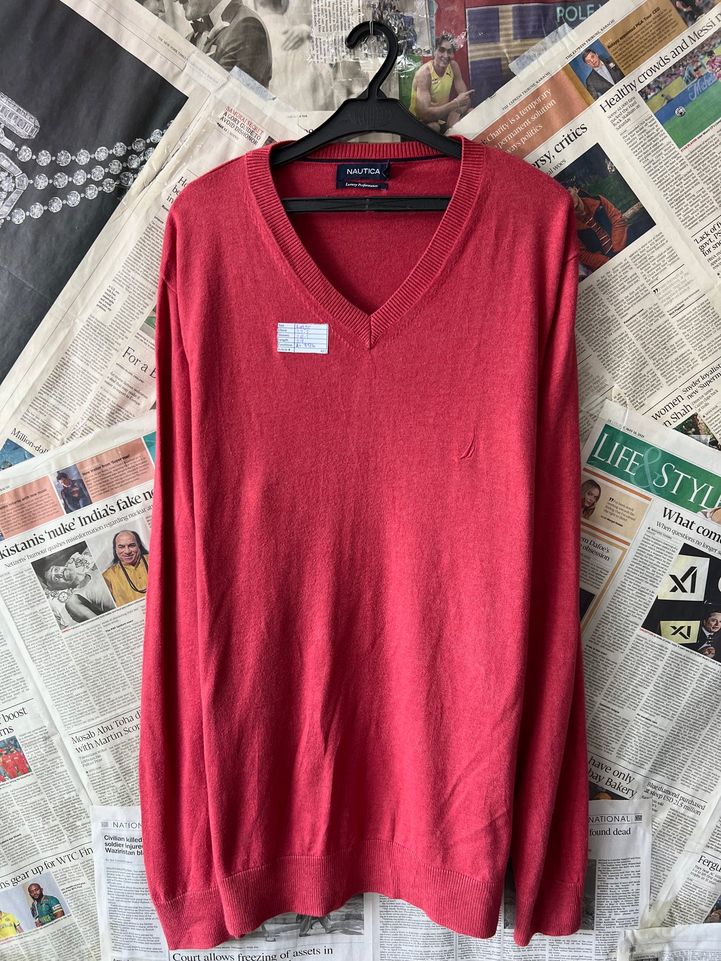 Nautica® Large | Chest 23.5 | Pastel Red | Sweater | Cotton blend | 422