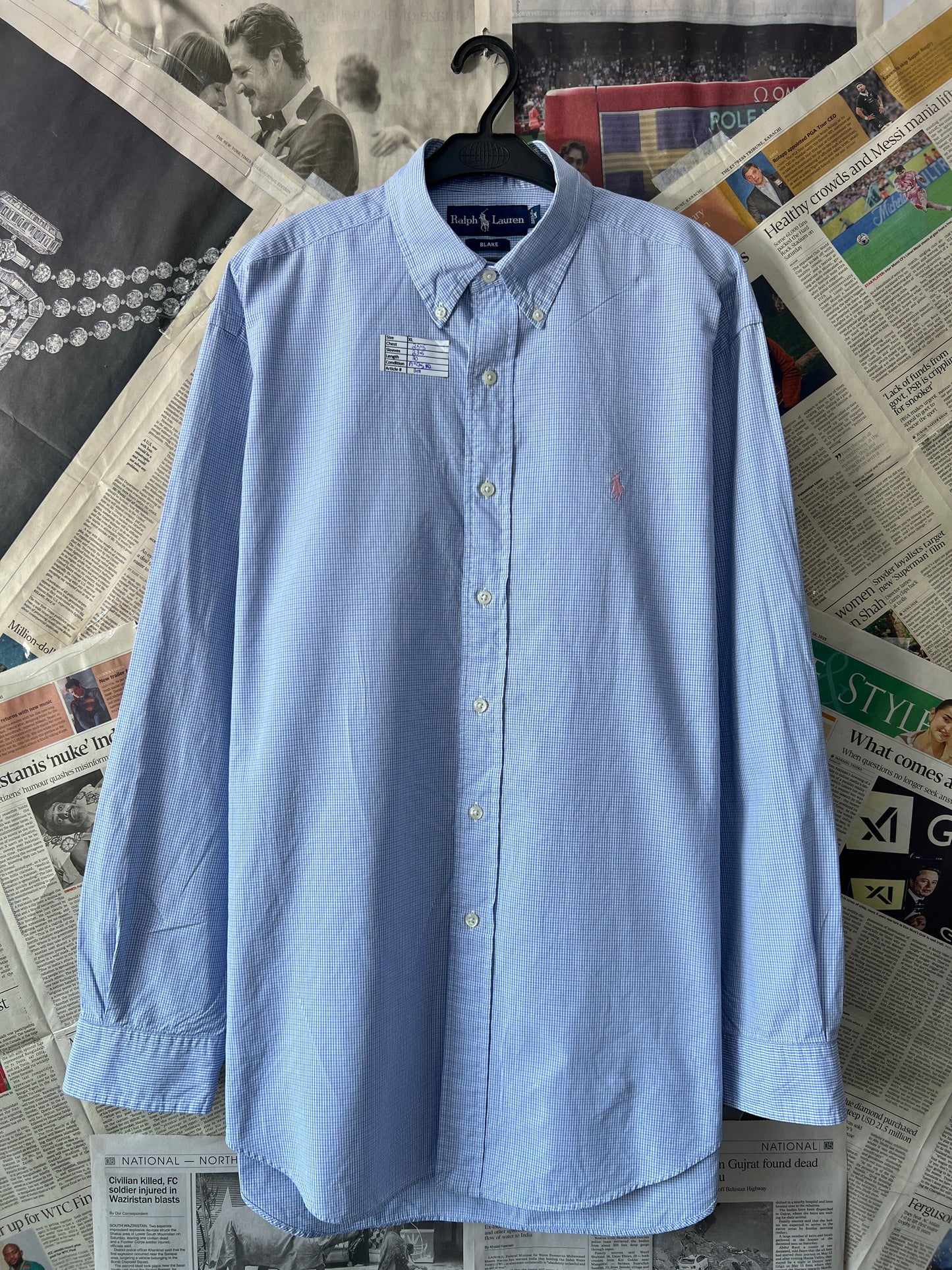 Ralph Lauren® XL | Chest 25.5 | Blue Check | Shirt | Cotton
