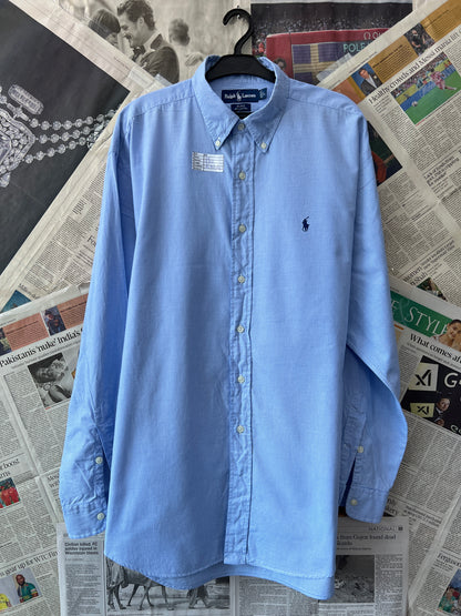 Ralph Lauren® XXL | Chest 28 | Blue Pin Check | Shirt | Cotton