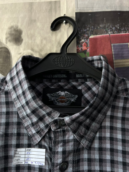 Harley Davidson® Black & Grey check – (Size: Large)