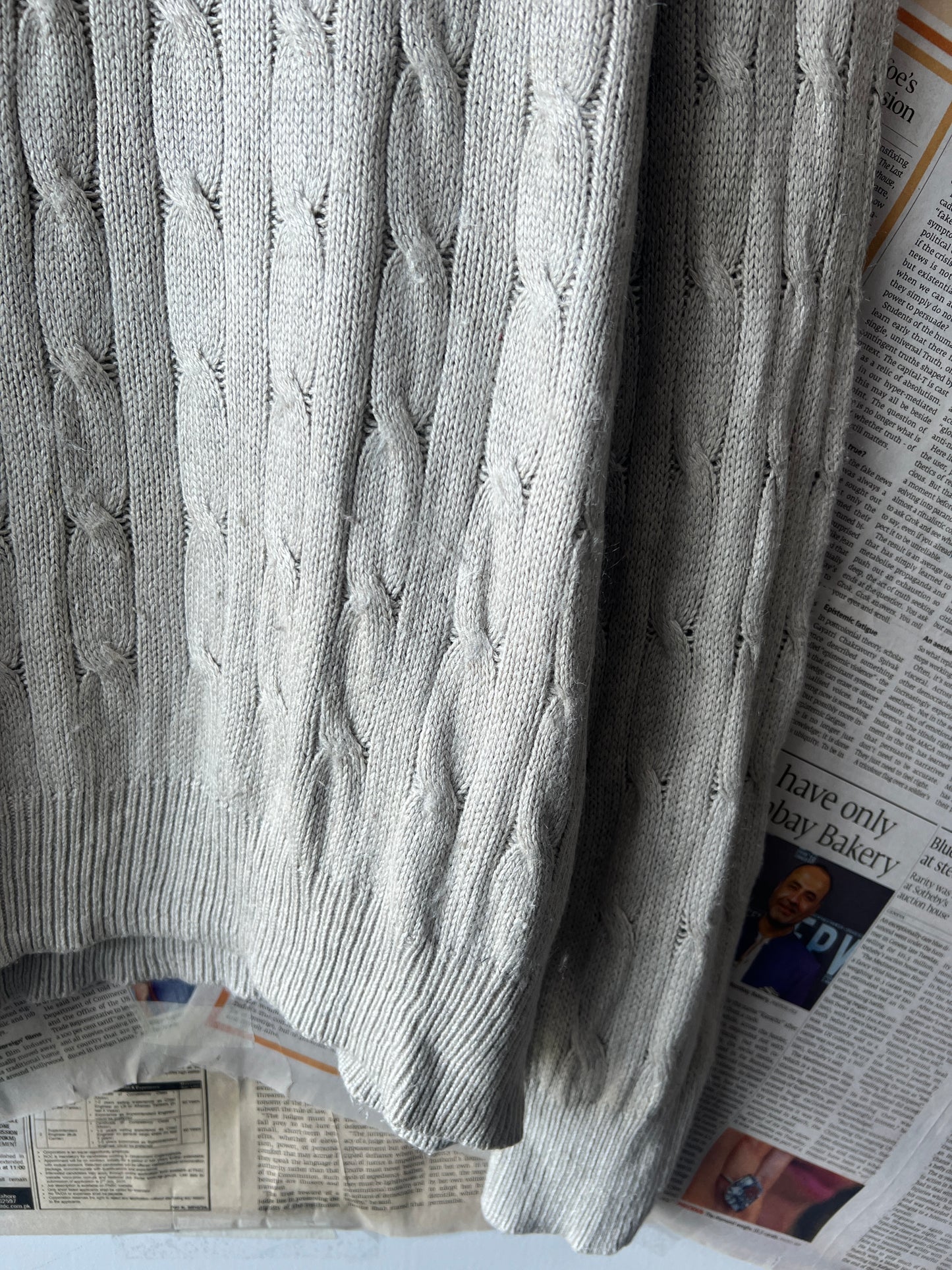 Ralph Lauren® Silver | Chest 23.5 | Large | Quarter Zipper Sweater | 100% Silk