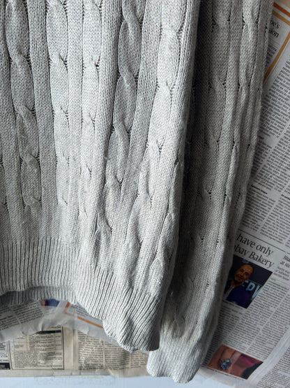 Ralph Lauren® Silver | Chest 23.5 | Large | Quarter Zipper Sweater | 100% Silk