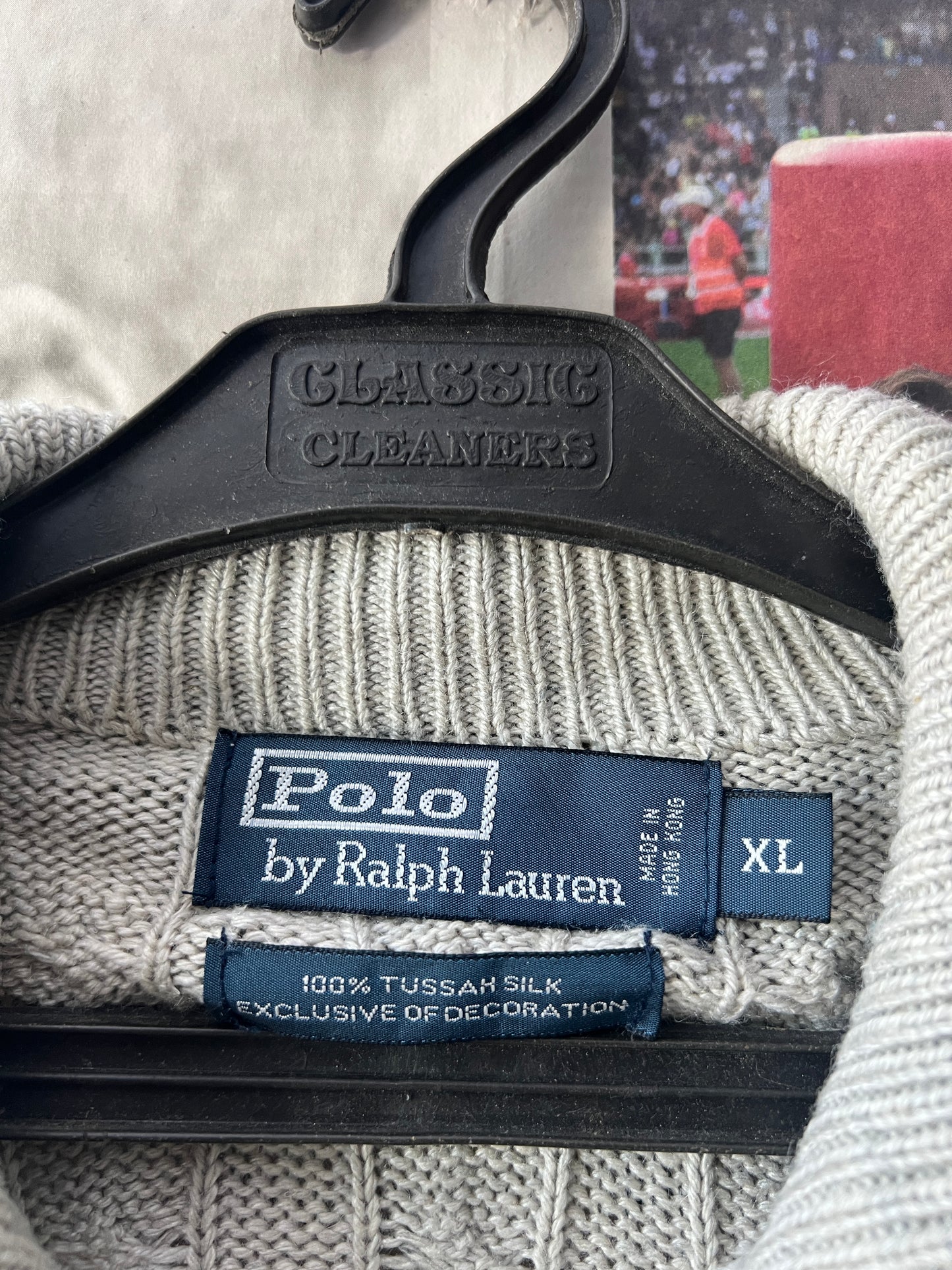 Ralph Lauren® Silver | Chest 23.5 | Large | Quarter Zipper Sweater | 100% Silk