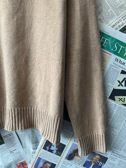 Ralph Lauren® Camel | Chest 23 | Large | Quarter Zipper Sweater | Cotton