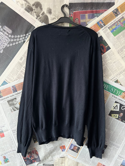 Ralph Lauren® Black | Chest 25.5 | XL | V-Neck Sweater | Pima Cotton