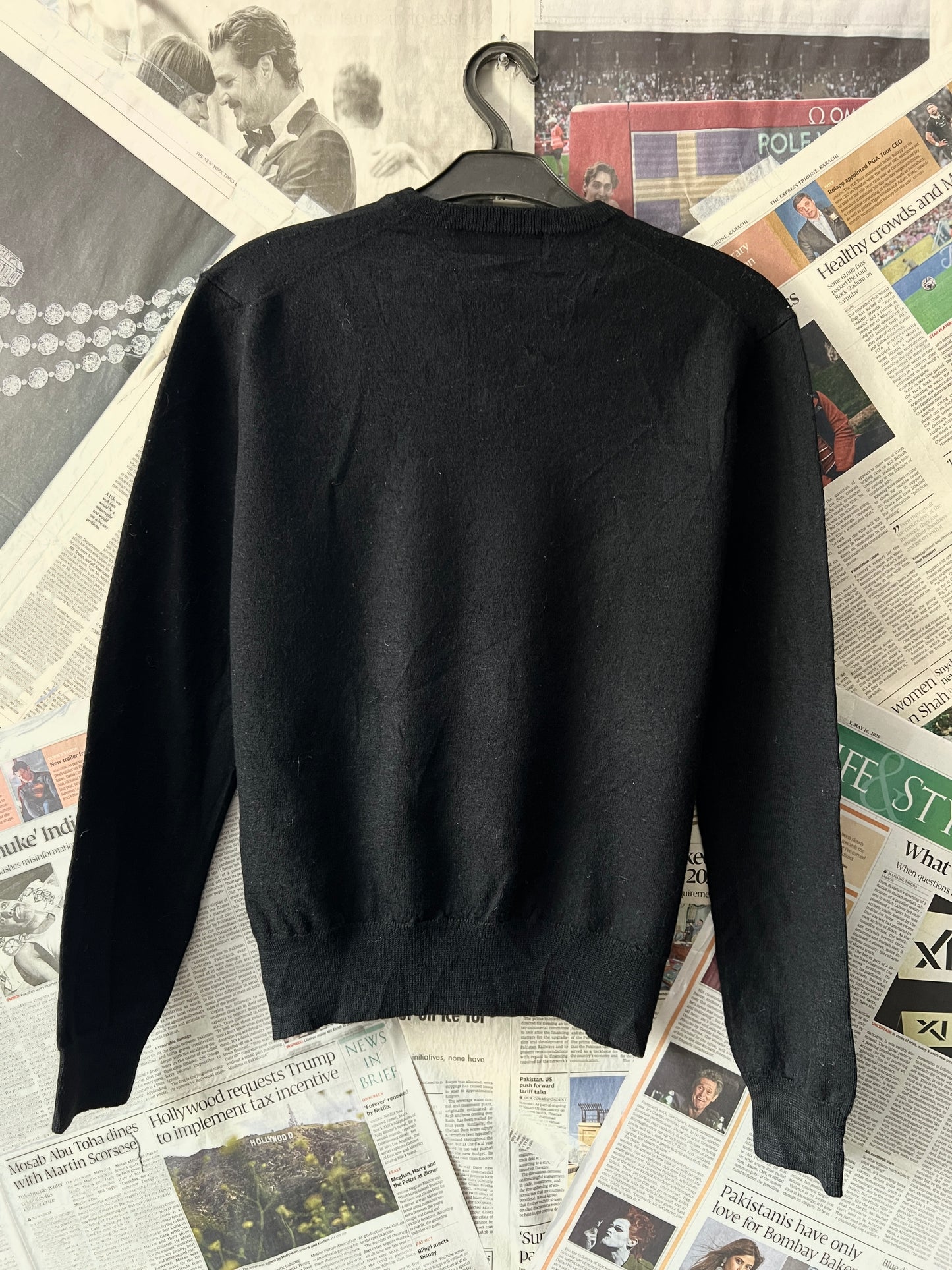 Ralph Lauren® Black | Chest 19 | Small | V-Neck Sweater | Merino Wool