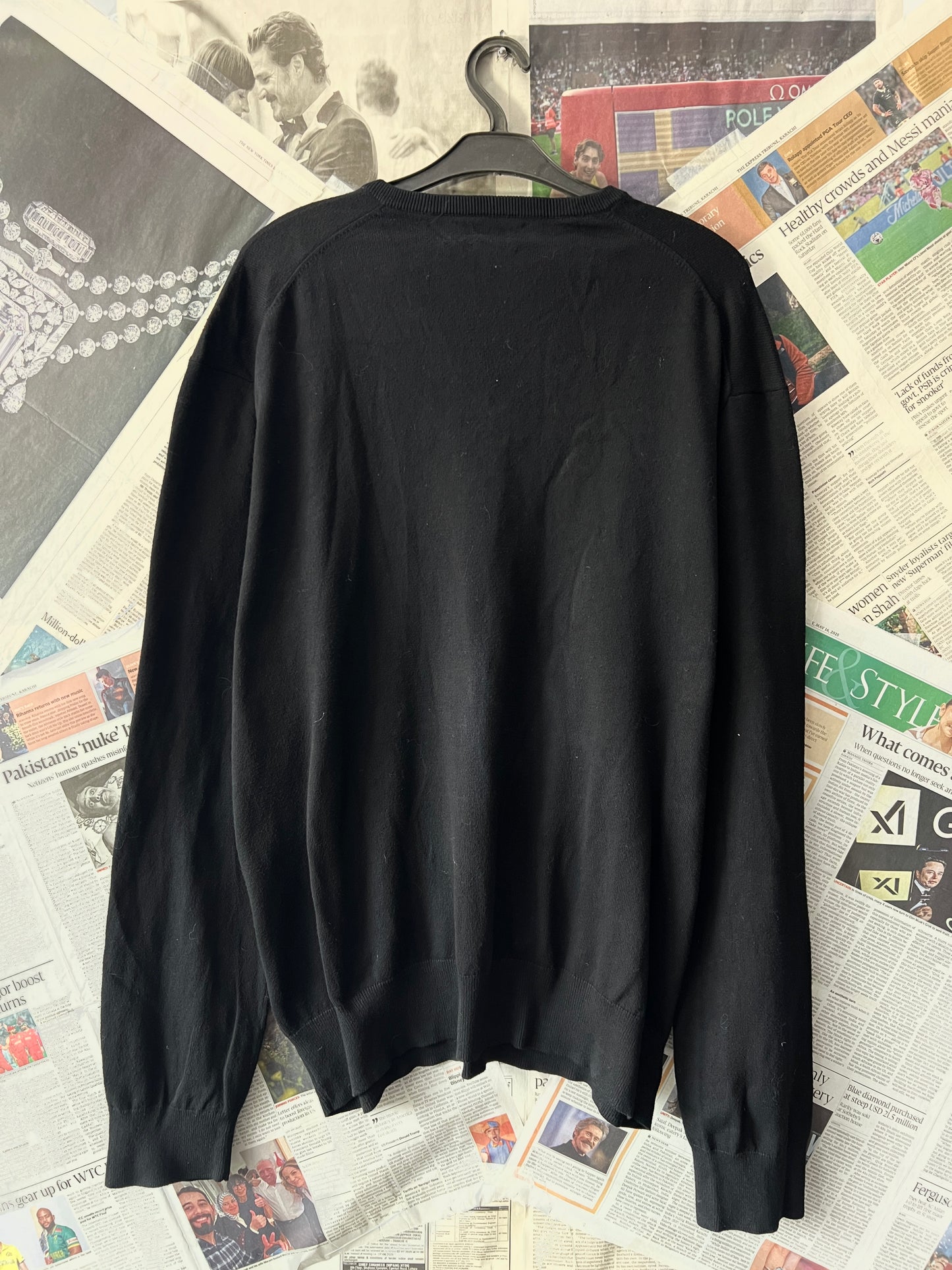 Ralph Lauren® Black | Chest 25 | XL | V-Neck Sweater | Pima Cotton