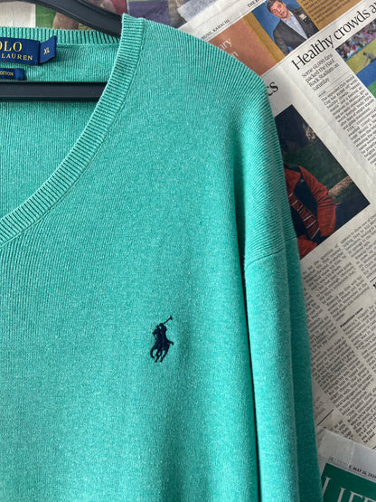Ralph Lauren® Cucumber | Chest 25.5 | XL | V-Neck Sweater | Pima Cotton