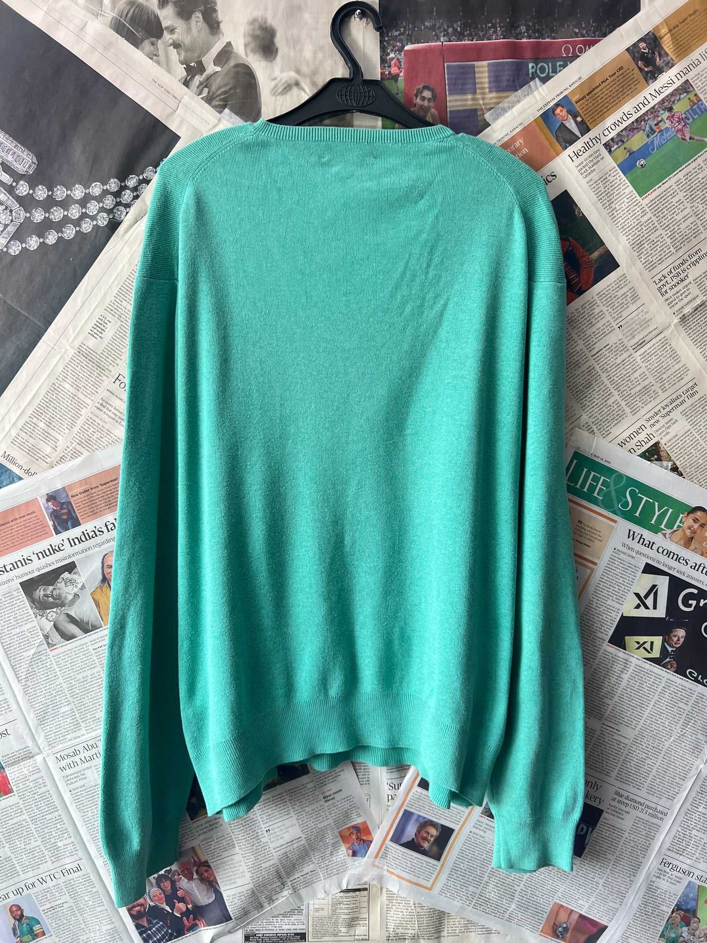 Ralph Lauren® Cucumber | Chest 25.5 | XL | V-Neck Sweater | Pima Cotton