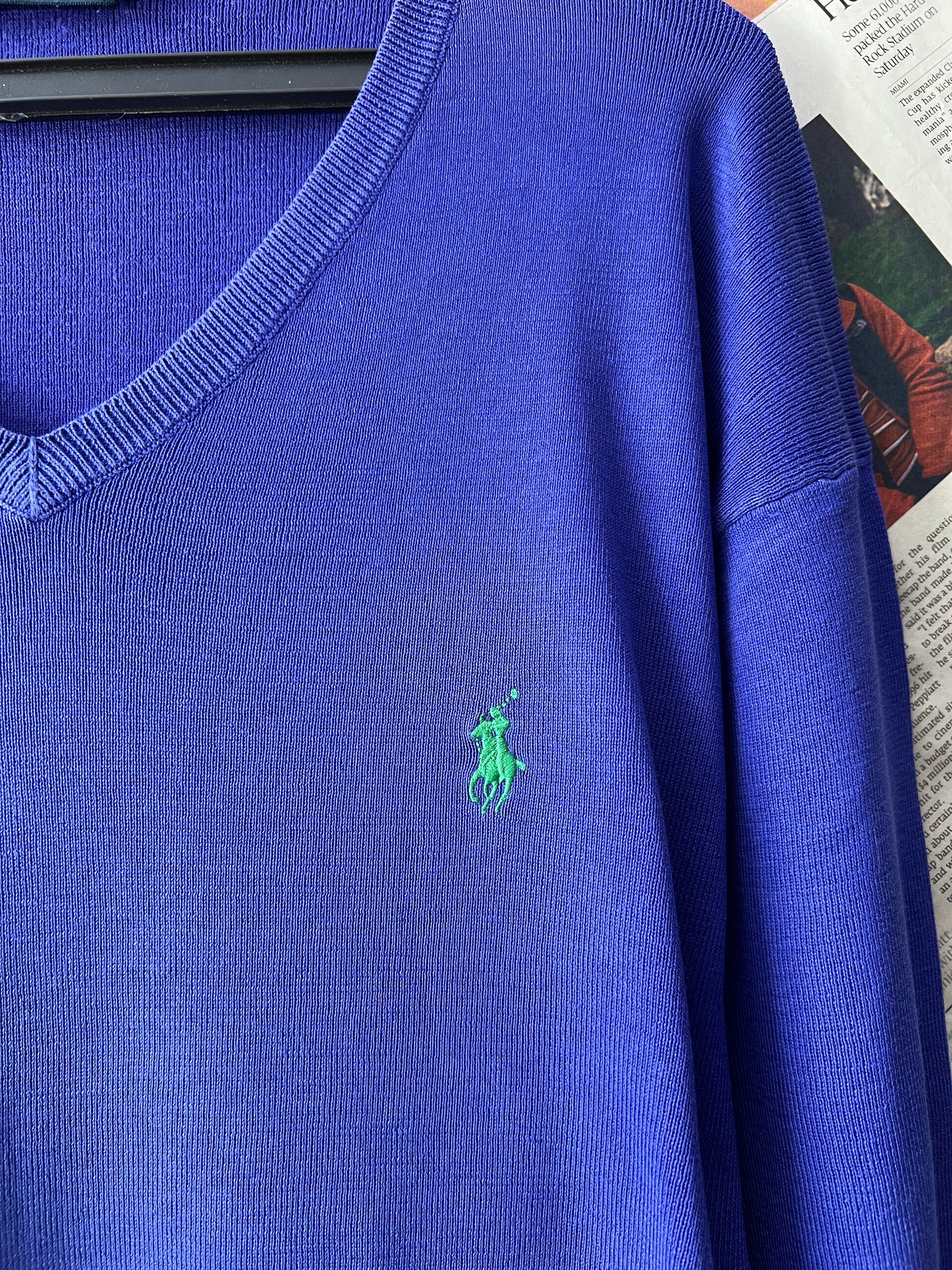 Ralph Lauren® Royal Blue | Chest 24 | Large | V-Neck Sweater | Pima Cotton