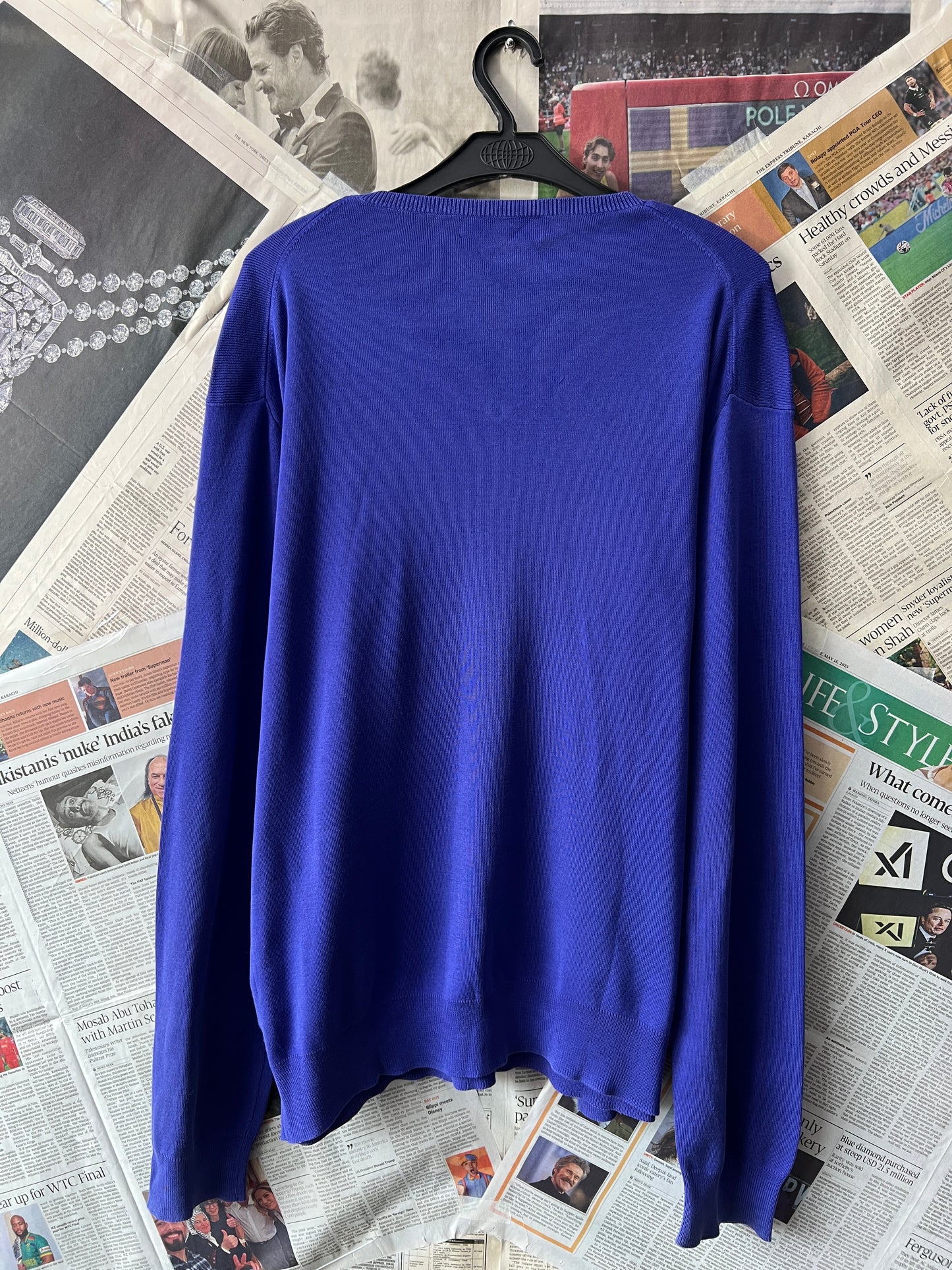 Ralph Lauren® Royal Blue | Chest 24 | Large | V-Neck Sweater | Pima Cotton