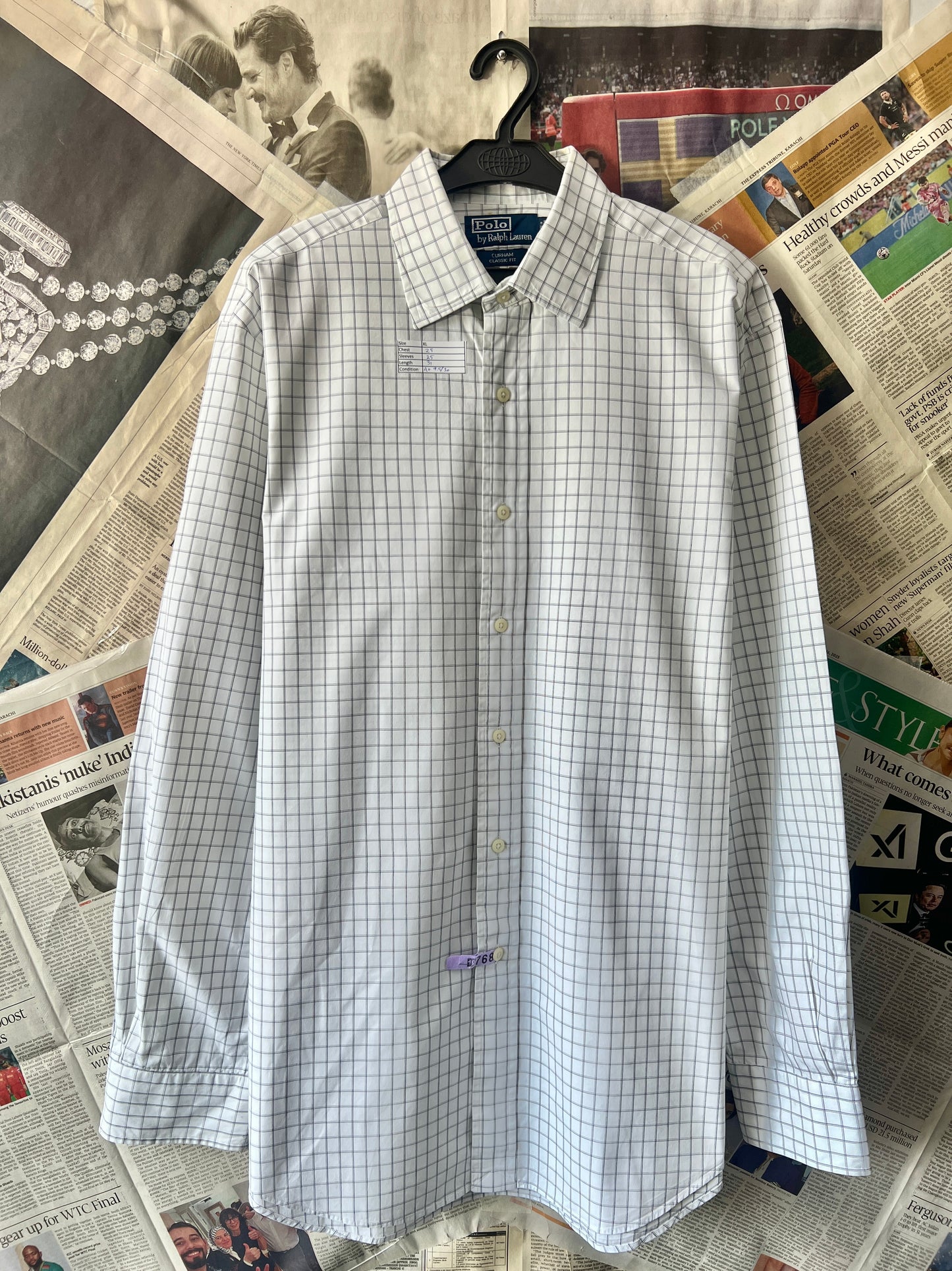 Ralph Lauren® White Check | Chest 25 | XL | Shirt | Cotton
